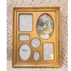 Fetco Home Decor Gold Vic Collage 7 Opening Picture Frame Ornate Beaded Vintage
